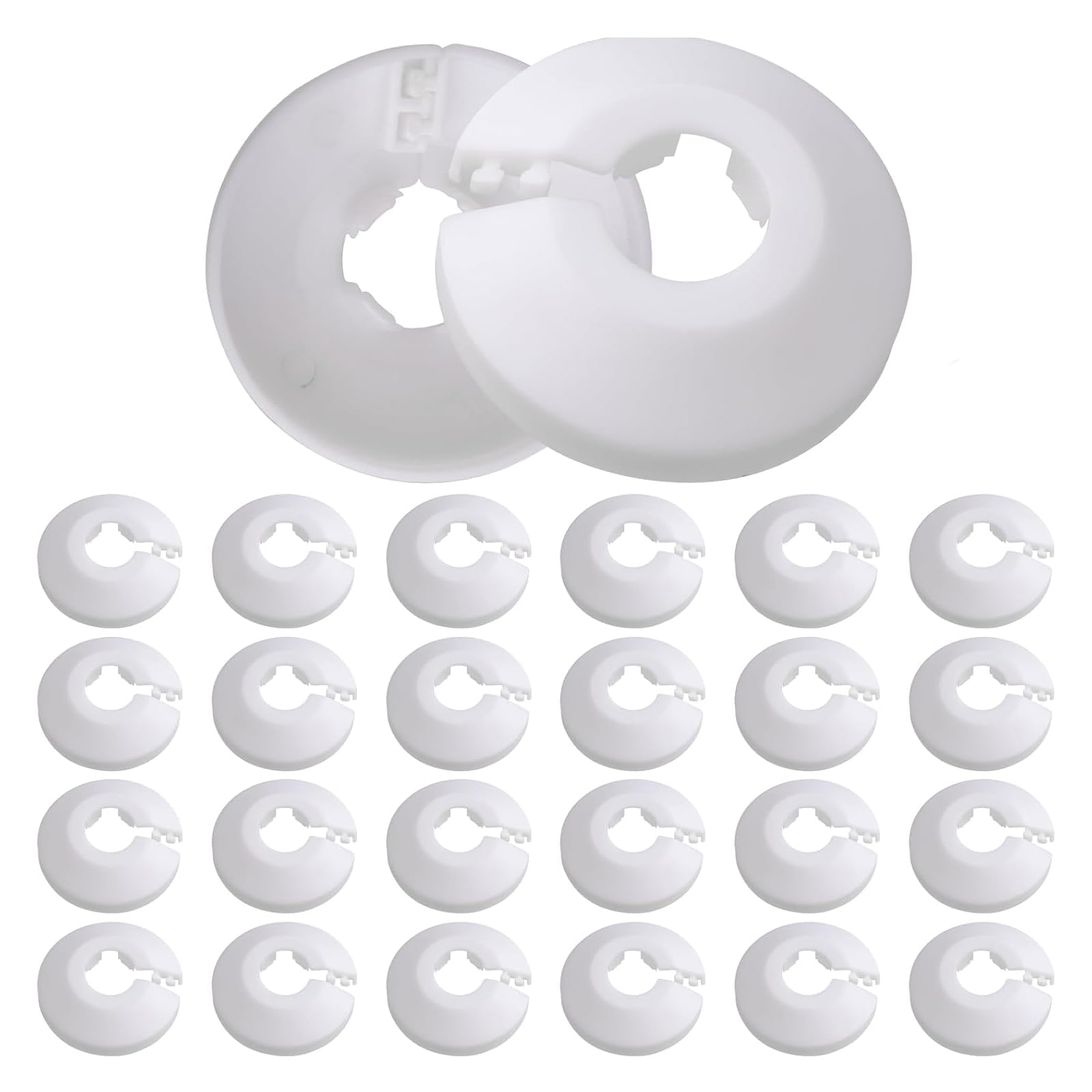 24 PCS Radiator Pipe Covers, White Plastic Pipe Collars, Pipe Decoration Cover, Collars for 16 mm Diameter Pipe