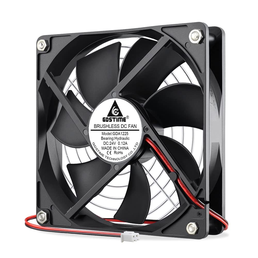 GDSTIME Ventola da 120 mm, 24 V, per PC, 120 mm, 24 volt, 120 x 120 cm, ventilatore da 24 V, per computer, inverter, amplificatore, alimentatore di rete, armadio, ventilazione