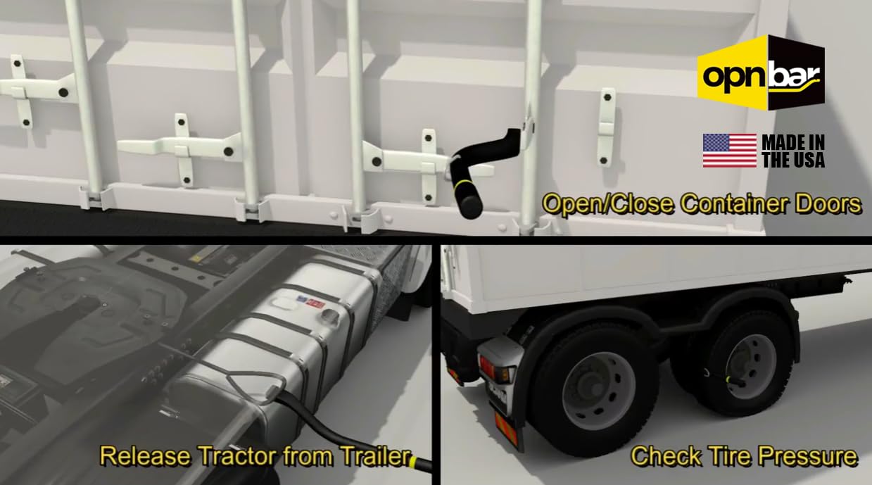 Leverage Bar for Shipping Container Doors - and More, OPNBar, Steel - by Shipping Container Safety International, Flat Black, Yellow (Pack of 1)