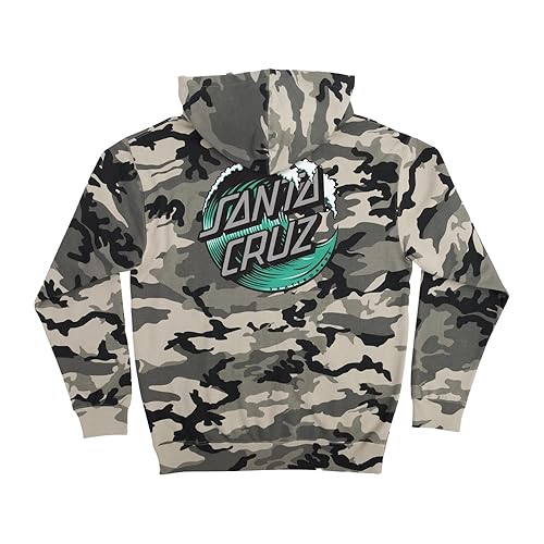 Wave Dot Hooded Pullover Heavyweight Fleece Sweatshirt