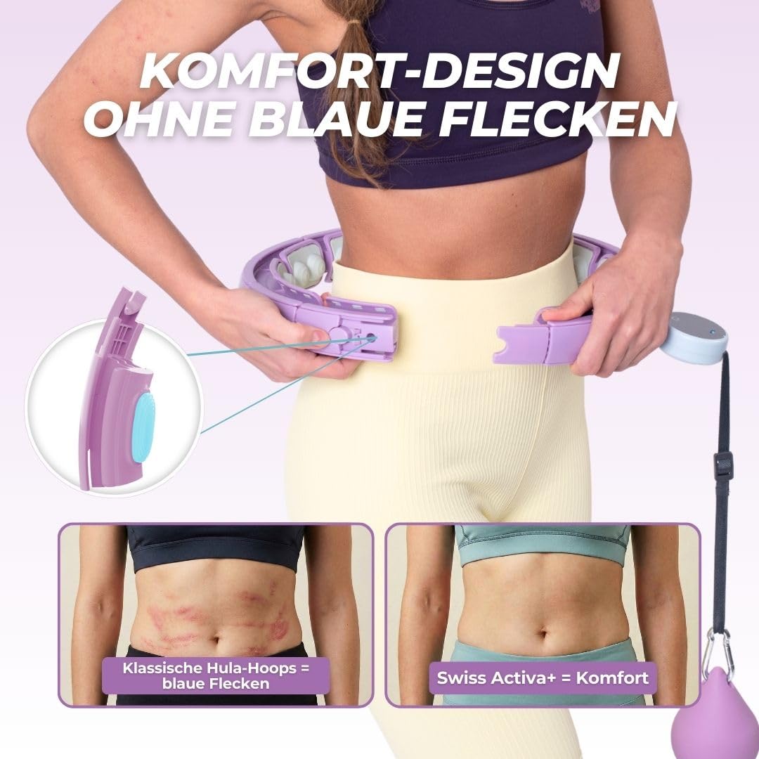 Swiss Activa+ Leiser Hula-Hoop-Reifen mit Taillentrainer