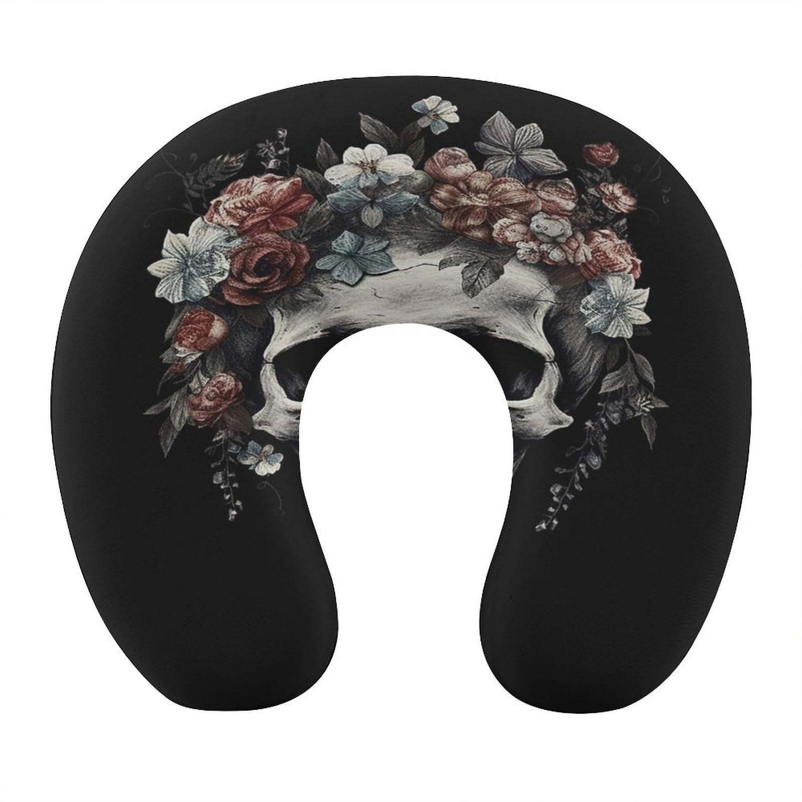 Adfgyerh Style Skull In Darkness U-Shaped Pillow，Memory Foam Pillow Core，Cushion ，Provide Neck Support ，Travel Pillow，Suitable For Airplanes, Cars, Homes, And Offices.