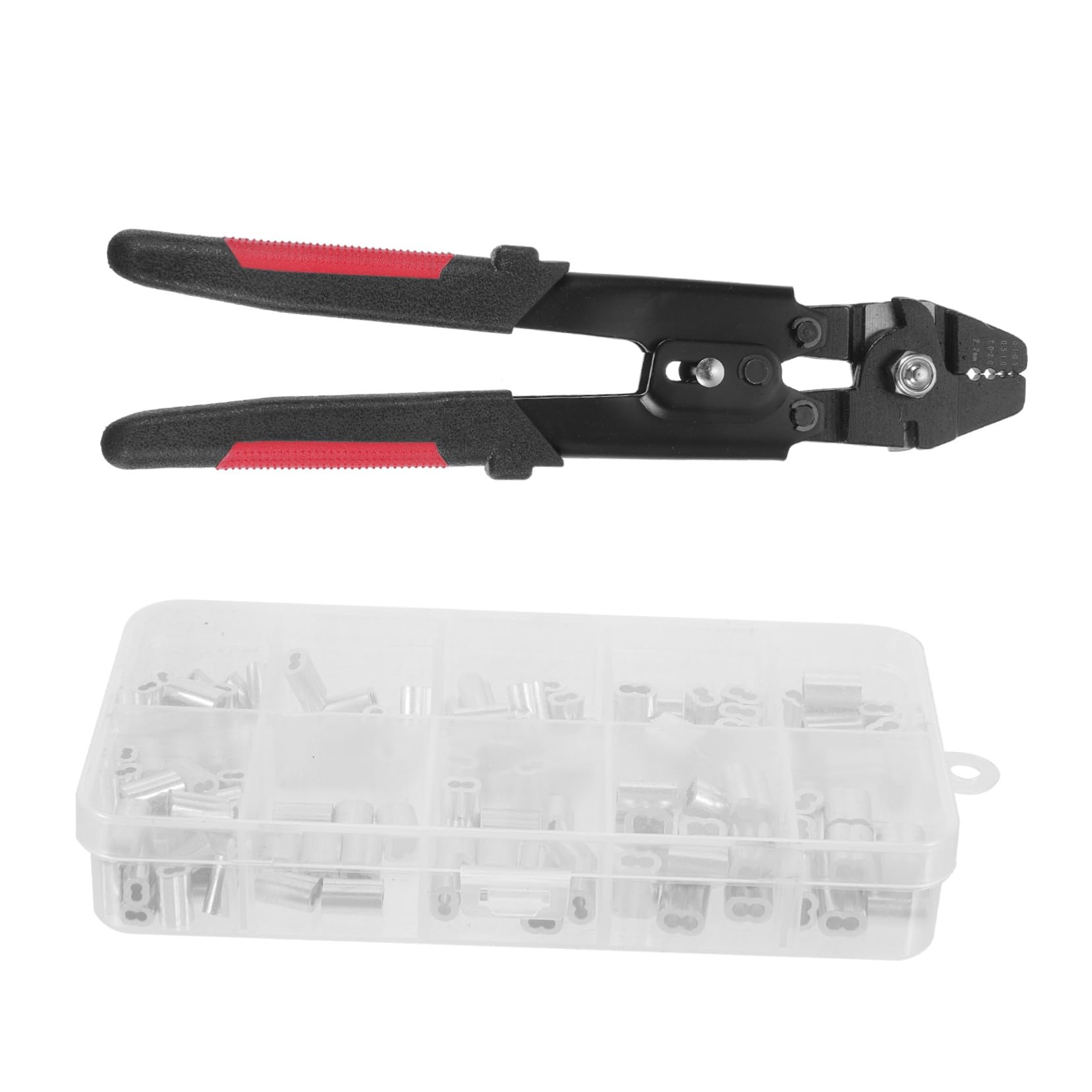 Pinza Crimpatrice Cavi in Acciaio Inox con Morsetti Doppi in Alluminio Manico Antiscivolo e Meccanismo Autobloccante per Crimpare Funi Metalliche e Catene da Pesca Professionale