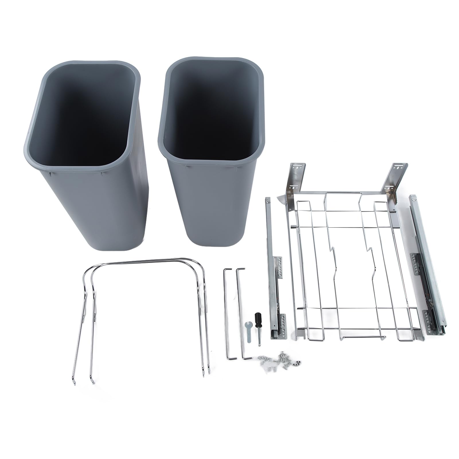 Poubelle De Cuisine, 2 X 15 L Poubelle Double Pour Le Recyclage Et Les Dechets Menagers Acier Fermeture Douce Pedale Beige Sable 92451633