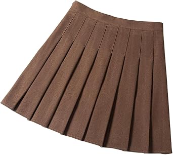 Womens Faux Wool Blend Fabric Pleated Skirts with Shorts Inside Warm Thick A-Line Slim Mini Skirts