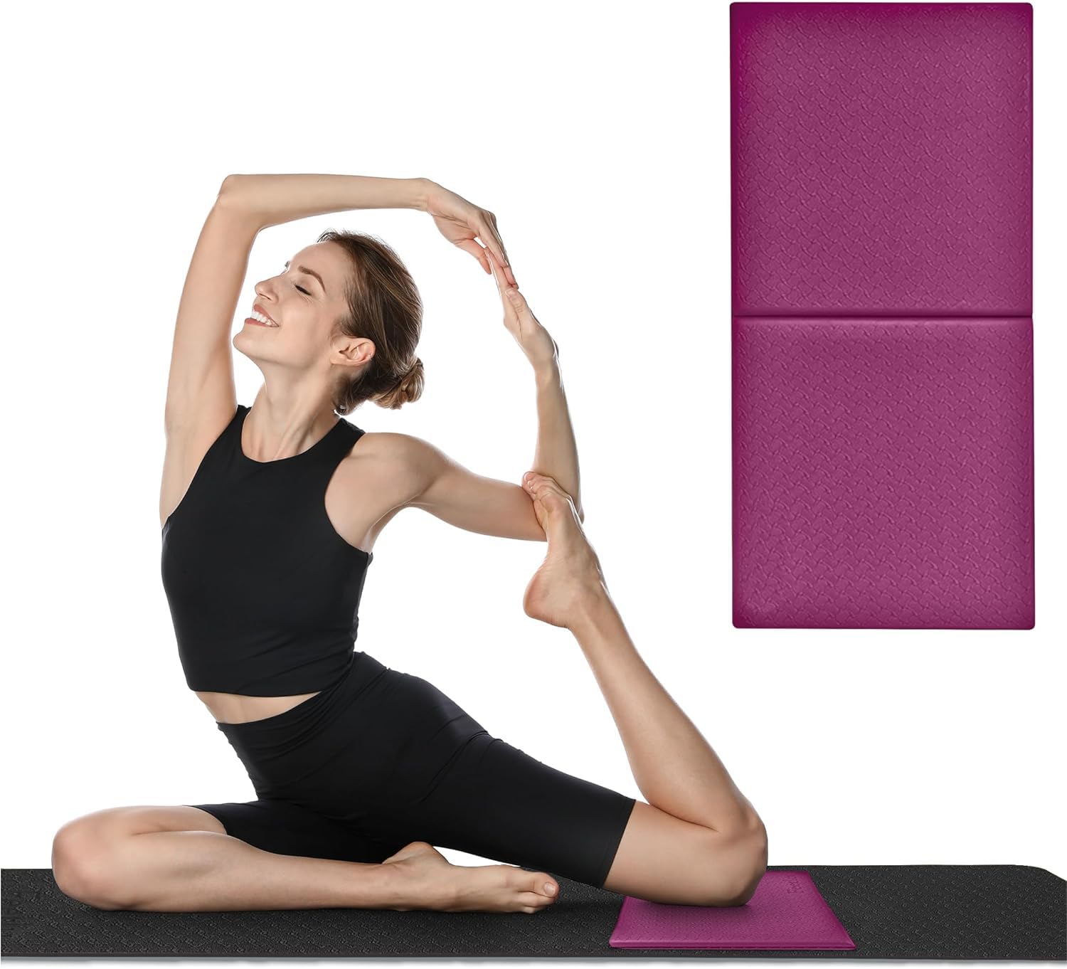 IRIS Foldable Knee Pad Cushion, 1" Thick 24"x12" Eliminate Pain During Yoga or Exercise Workout– Extra Thick Padding& Support for Pilates, Fitness Exercise (Purple)-image-39