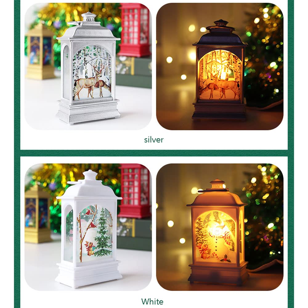 Zestawy ozdób choinkowych, 4 sztuki mini lampionów bożonarodzeniowych, dekoracyjne światełka, rękodzieło, dekoracja domu, wisząca zawieszka, świeca świąteczna z podgrzewaczem LED(4pcs Silver)