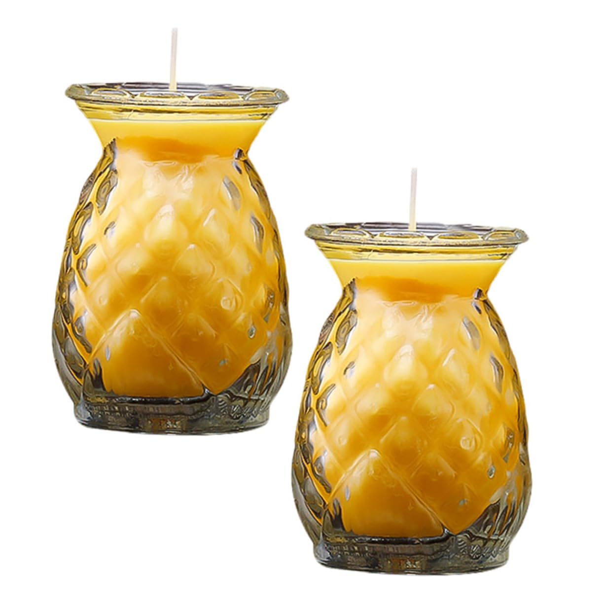 Sosoport 2Pcs Pineapple Butter Lamp Unique Buddha Style Home Decor Yellow Ghee Lamp for Temple and Household Use Pineapple Design for Cozy Atmosphere
