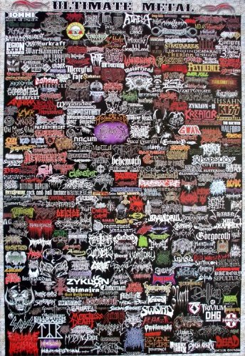 6347-M Ultimate Heavy Metal 100up Logo Rock Band in the World Wall Decoration Poster Size 24
