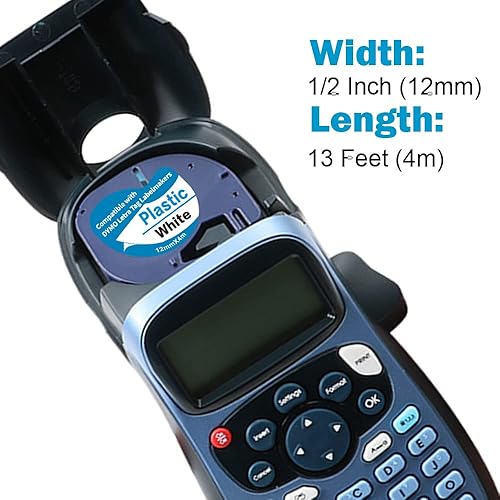 Miniatura 2 de Paquete de 5 cintas adhesivas compatibles con Dymo Letratag 91201 91331 S0721660, plástico blanco de 0.472 in x 13.1 ft 12 pulgadas x 13 pies,