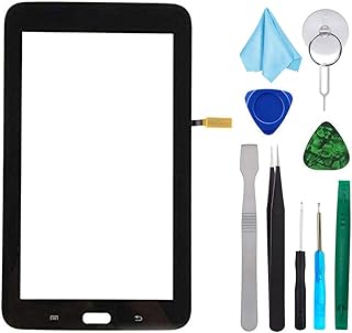Black Touch Screen Digitizer for Samsung Galaxy Tab 3 Lite 7.0 - Glass Replacement for SM-T110 T110 (Not Include LCD,WiFi Ver.No Speaker Hole) with Tools + Pre-Installed Adhesive