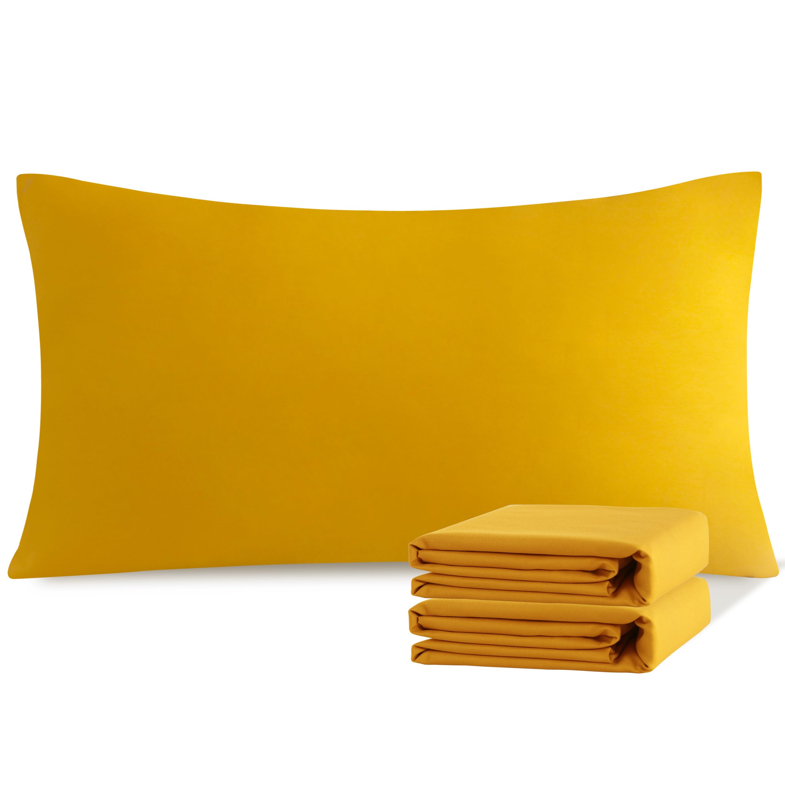 NTBAY Cal King Microfiber Pillowcases, 2 Pack, 20 x 40, Ginger Yellow | Soft Brushed Microfiber with Envelope Closure, Set of 2 California King 20 x 40 Inch Pillowcases, Pillow Inserts Not Included