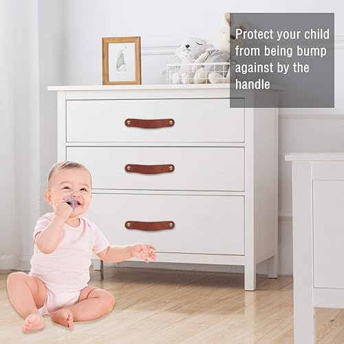 Miniatura 9 de Hiili & Kaala Pomos de cuero para cómoda, paquete de 6 tiradores de cajón, asas suaves de estilo bohemio que mejoran el aspecto de los muebles,