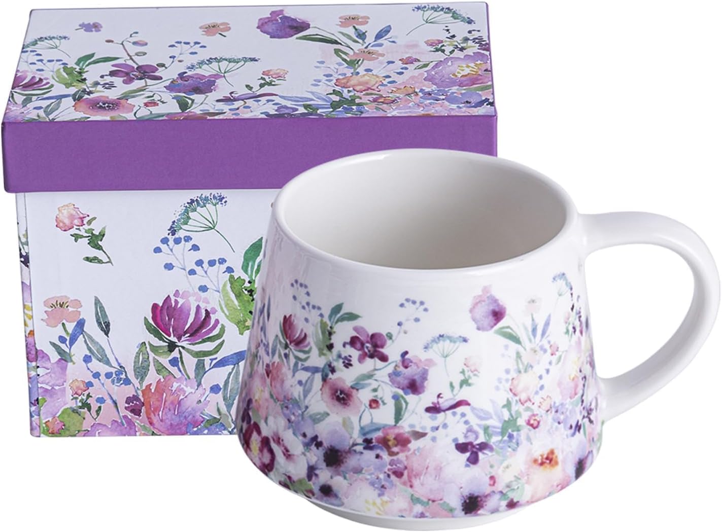 Topadorn Ceramic Travel Mug Porcelain Coffee Cups With Handle and Gift Box 12 oz