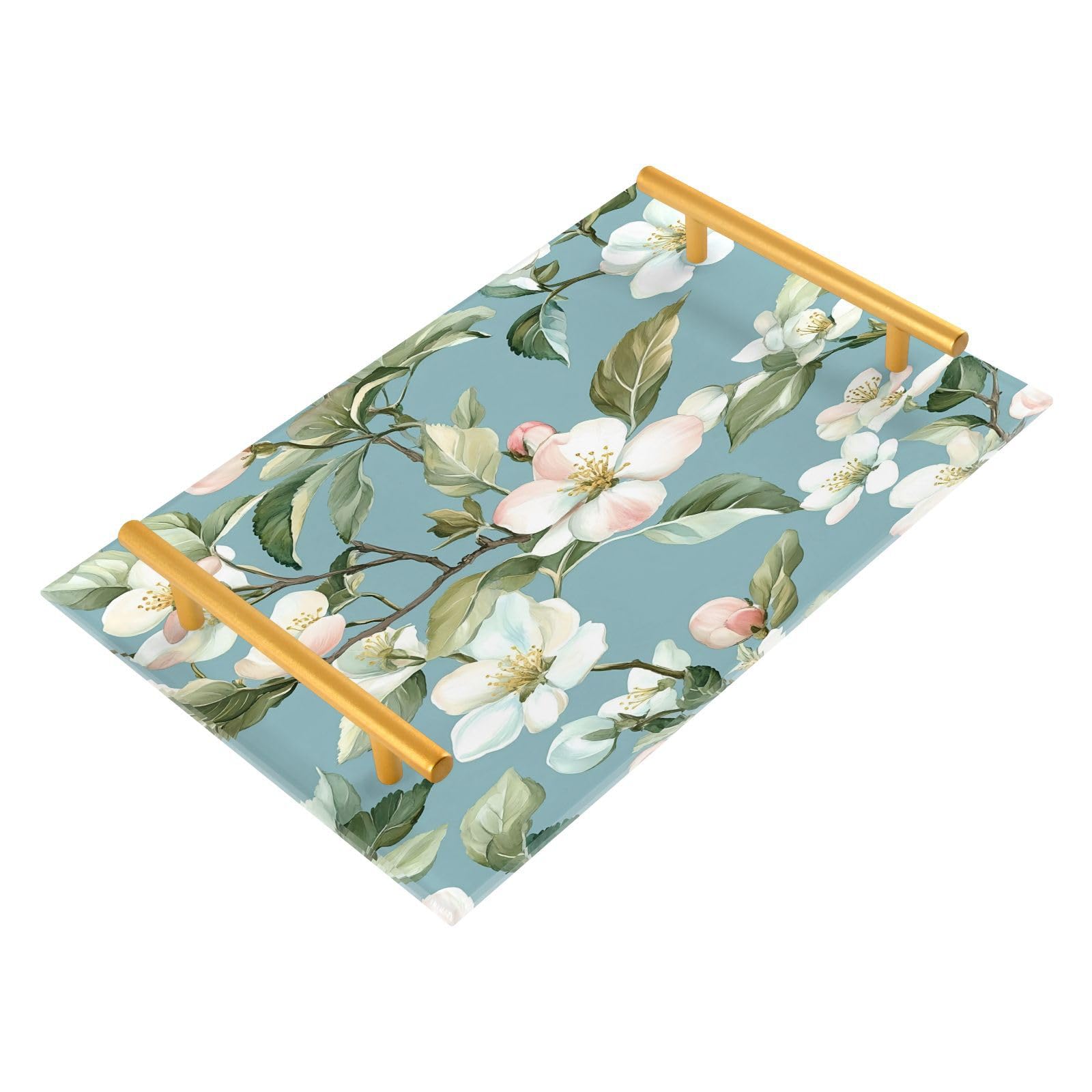 BOESI Doodle Colorful Flower Tray, Tray with Handles, Countertop Organizer, Decorative