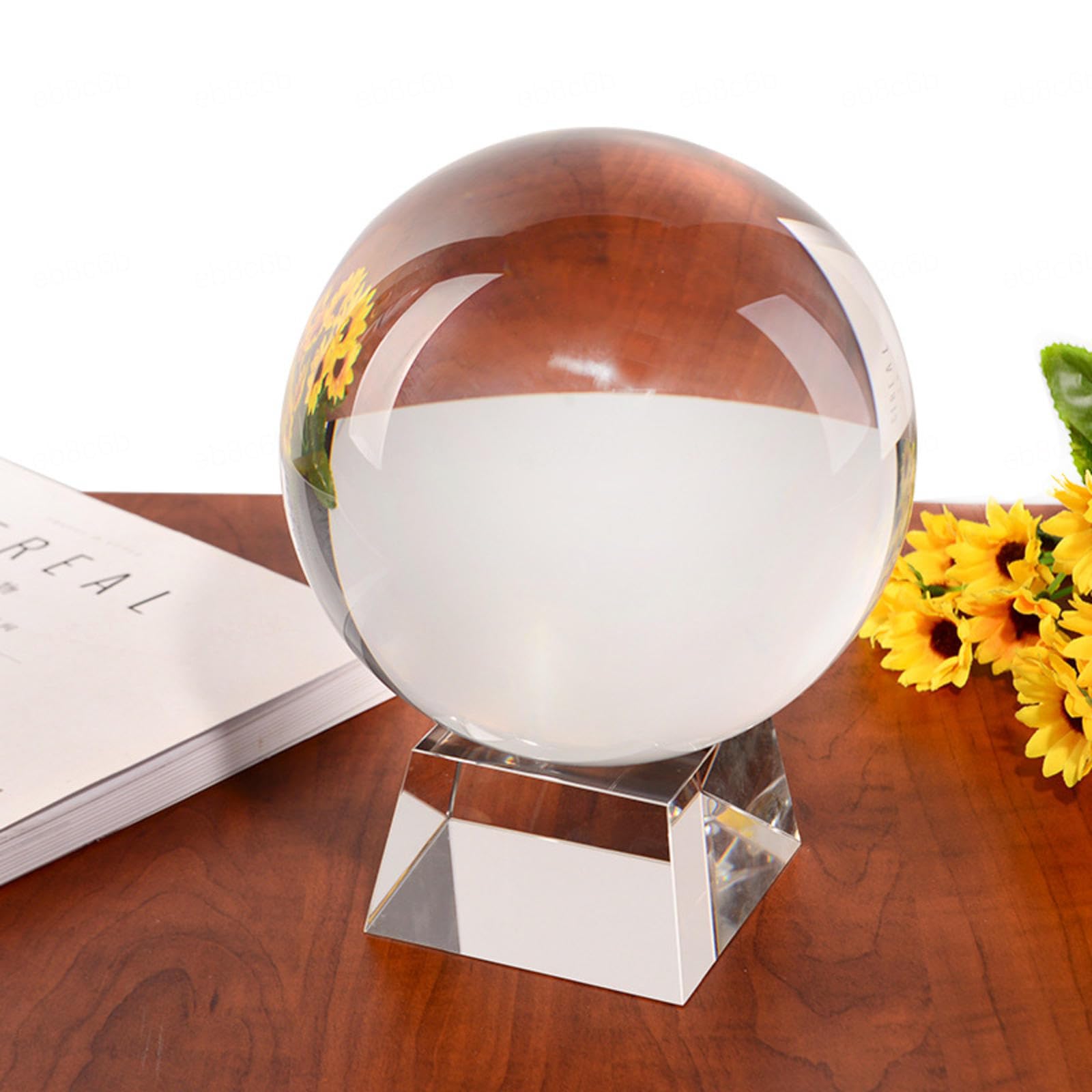 Clear Crystal Ball with Stand Fortune Teller Mystical Quartz Photography Props FengShui Divination Spheres Decorative Glass,A-12cm