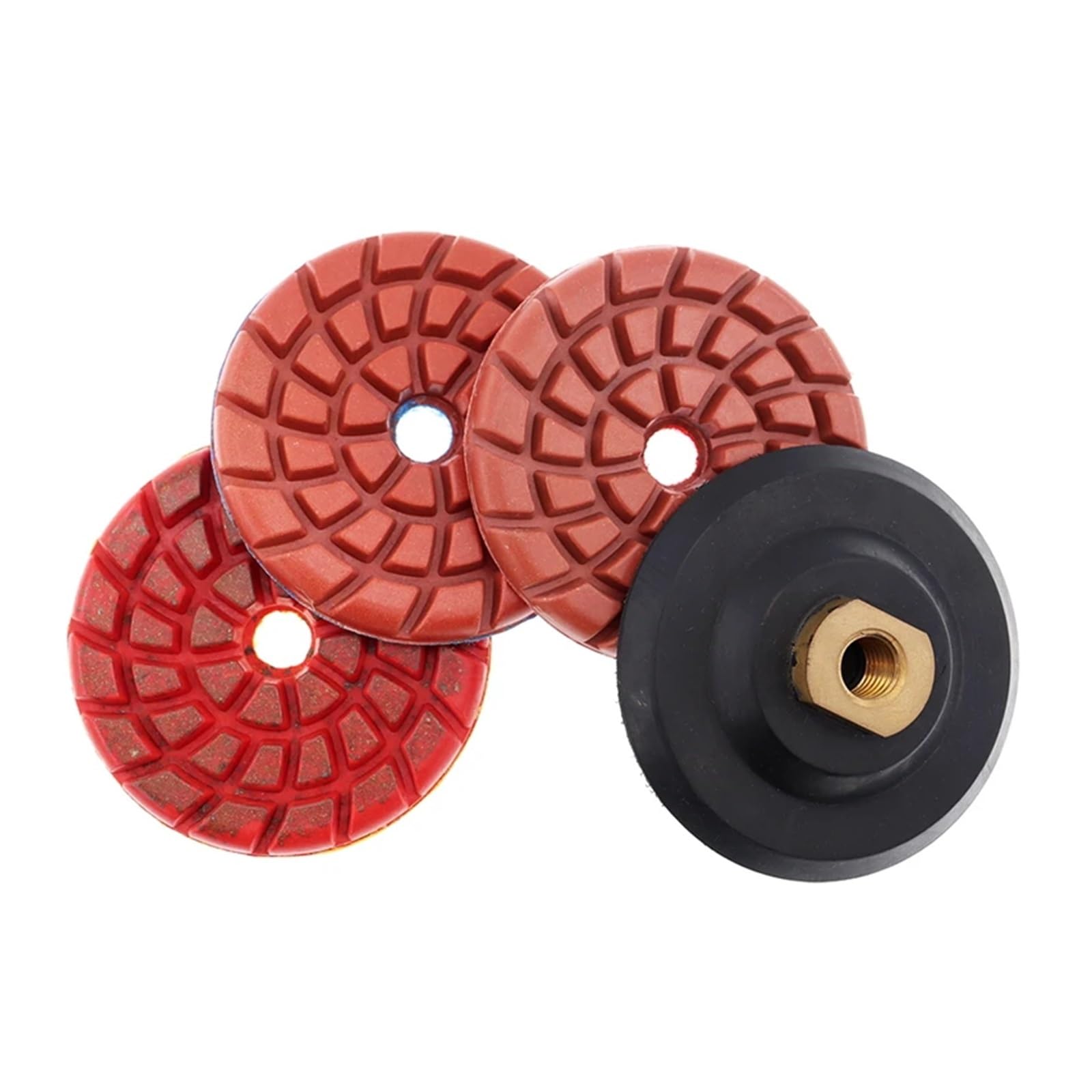 4 unids/Set Almohadilla de Pulido de Diamantes de 4 Pulgadas 3 Pasos Almohadillas de Pulido de Enlace de Cobre renovadas for Suelo de hormigón de mármol de Granito cuicui(Combon B)