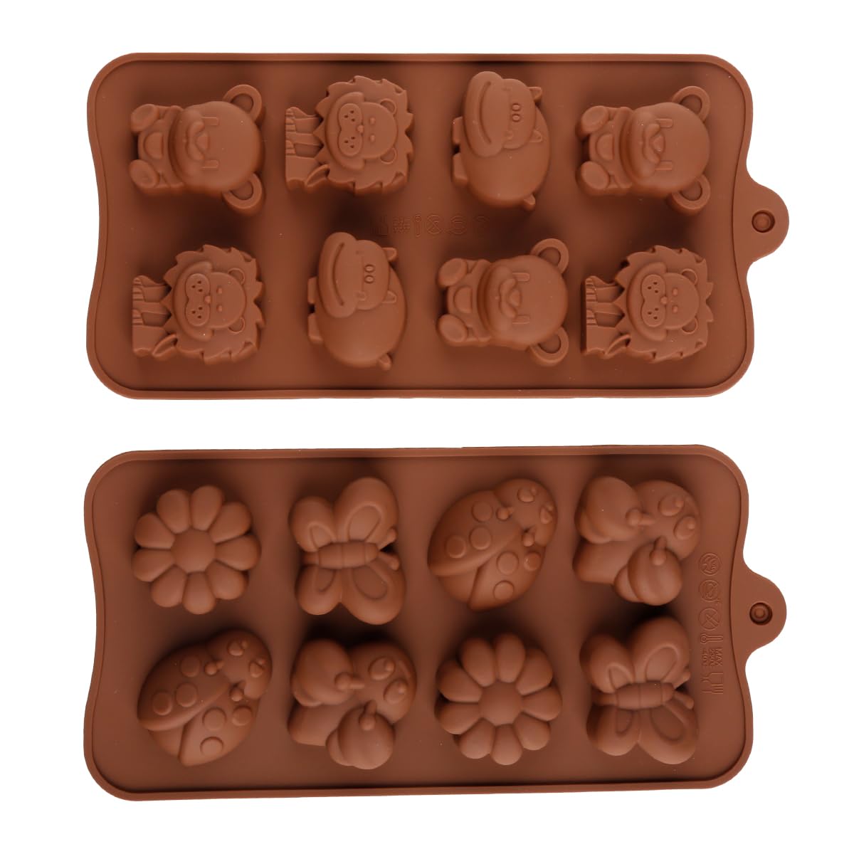 2PCS Animal & Insect Shape Chocolate Silicone Mold,16-Cavity Reusable Candy Baking Mold Set,Lovely Forest Theme DIY Making Molds for Candy Chocolate Jelly Pudding