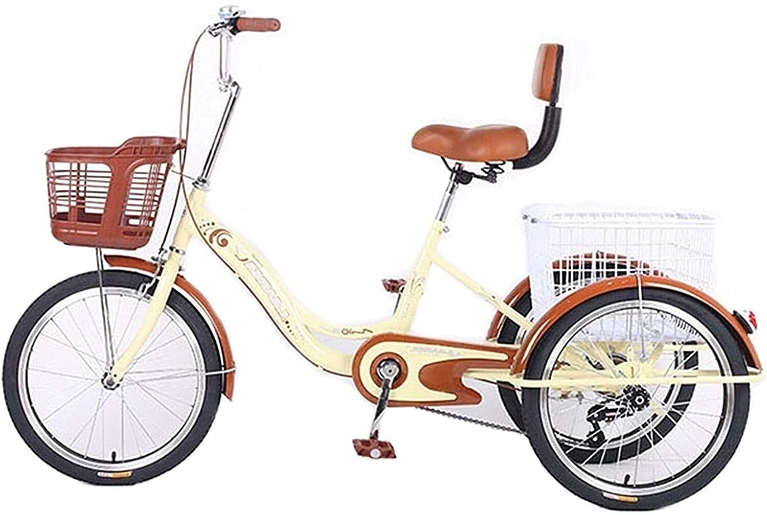 PAGOIAAR Adult Cargo Tricycles Beach Cruiser Bikes Shopping Adult Tricycle Bike for Women Men Seniors with Backrest, 20 Inch Wheel 1 Speed Three Wheel Cargo Bicycles Cruise Trike