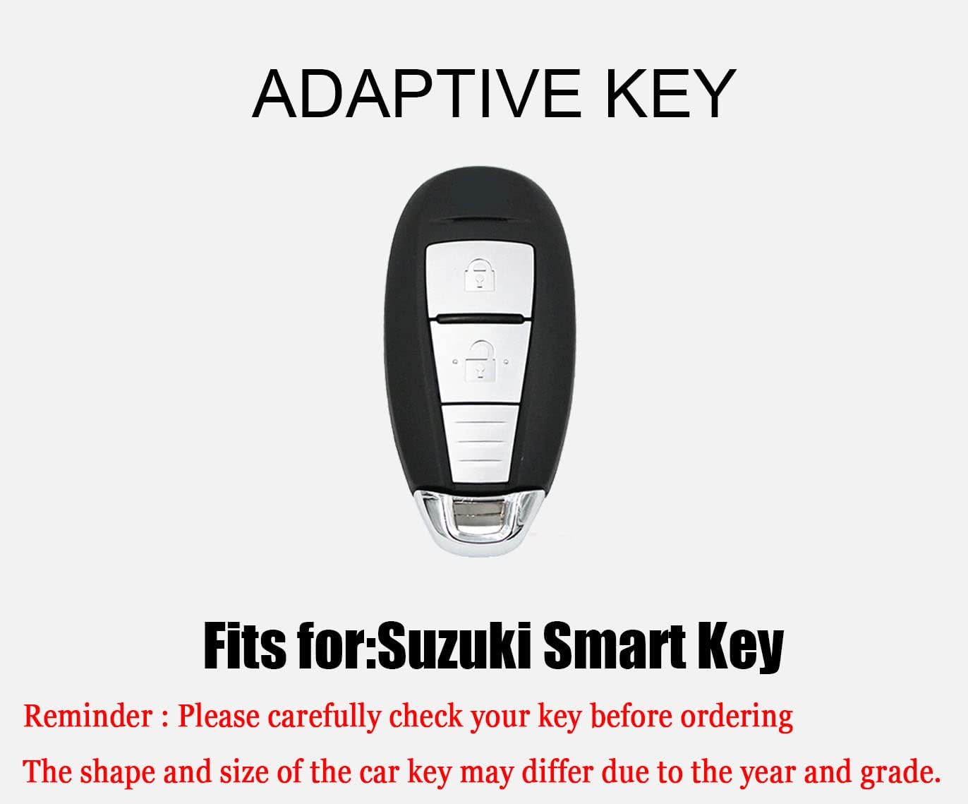 HIBEYO TPU Car Key Fob Cover with Keychain fits for Suzuki Swift Vitara Grand Ii Sx4 Baleno Kizashi Jimny Ignis Car Key Case Cover Jacket Leather Texture Smart Remote Car Key Holder 2 Button Silver