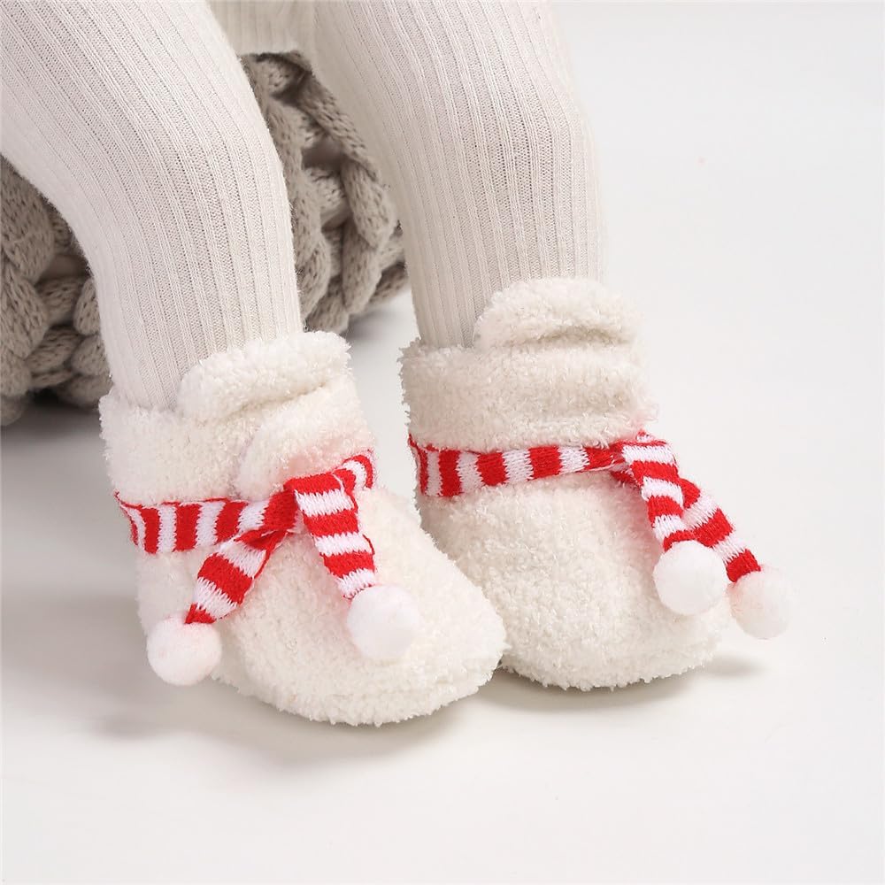Ohwawadi Infant Baby Boys Girls Slippers Cozy Fleece Booties Soft Bottom Warm Cartoon Socks Newborn Crib Shoes image 2
