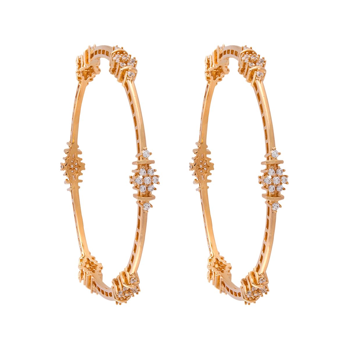 Fashion Jewellery White Gold Rose Plated Zircon Bangles for Women, Party, Bridal & Occasion Wear-image-20