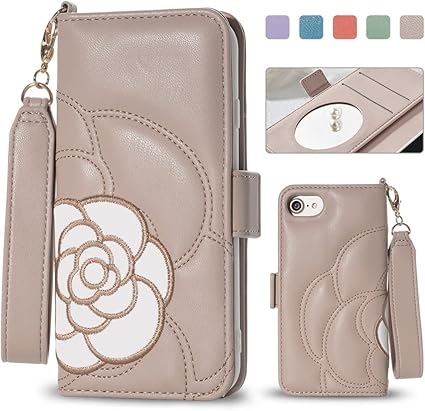 Amazon Co Jp Norrise Iphonese2 Iphone8 Iphone7 ケース 手帳型 Iphone6 Iphone6s 手帳型 ケース 人気 おしゃれ 女性 ツバキ 椿 クリスマスプレゼント Iphonese3 スマホケース 財布型 カメリア 刺繍 女の子へのプレゼント アイフォン7 手帳型 ケース サザンカ 便利 鏡