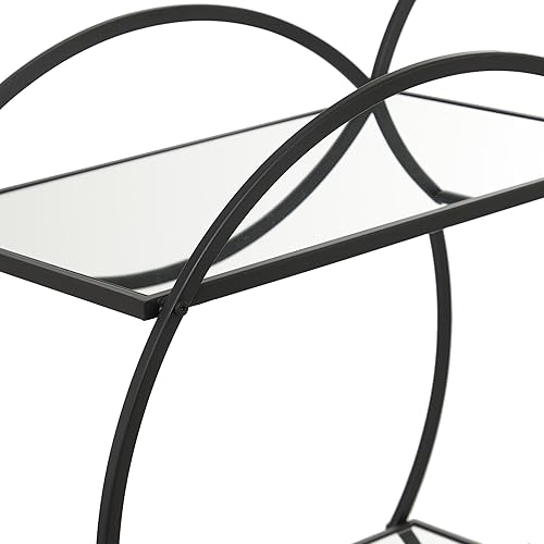 Miniatura 2 de Deco 79 Carrito de barra redonda de metal con ruedas y asa, 14 "x 28" x 30 ", negro