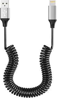 Coiled Lightning Cable Apple Carplay & MFi Certified, Retractable iPhone Charger with Data Sync, Short iPhone Charger Cord for iPhone 14/13/12/11 Pro Max/XS MAX/XR/XS/X/8/7/Plus/6S iPad/iPod