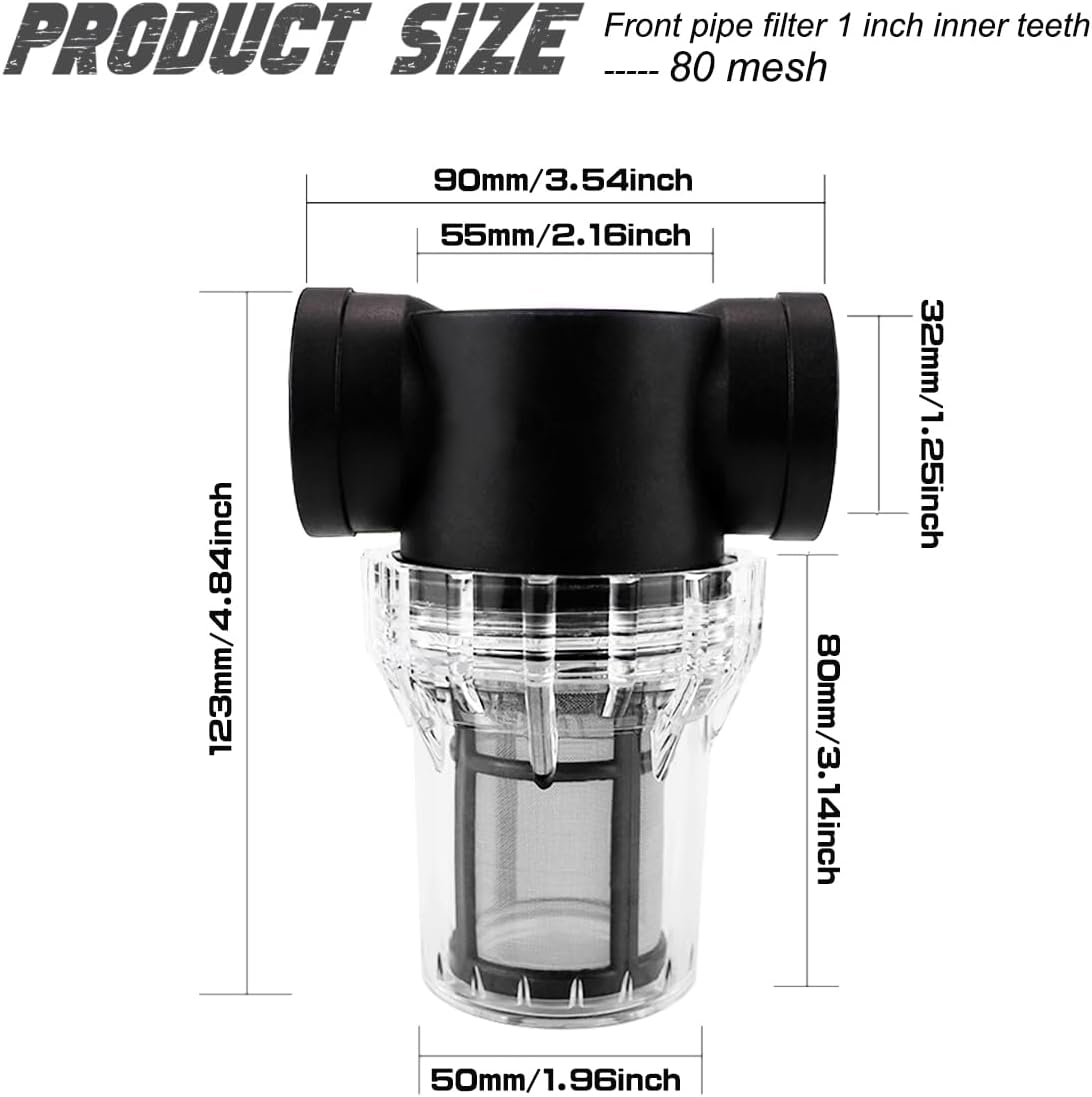 Water Pump Strainer Inline Mesh Strainer 1 inch Garden Hose Sediment Filter High Pipeline Filter for RV,Outdoor Gardening,Pressure Washer（80 Mesh）