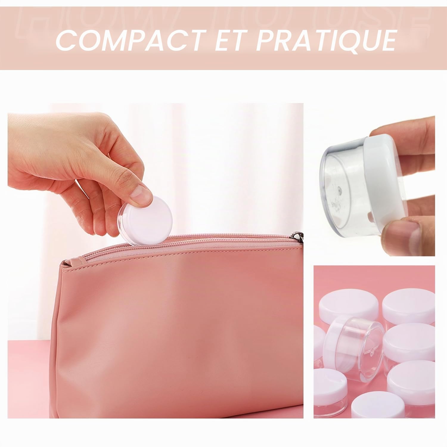 50 Petites Bouteilles vides en Plastique de 20 g avec Couvercle à vis Blanc pour Maquillage, Maquillage, Voyage, Organisateur, Distributeur pour crème, Lotion, Ongles