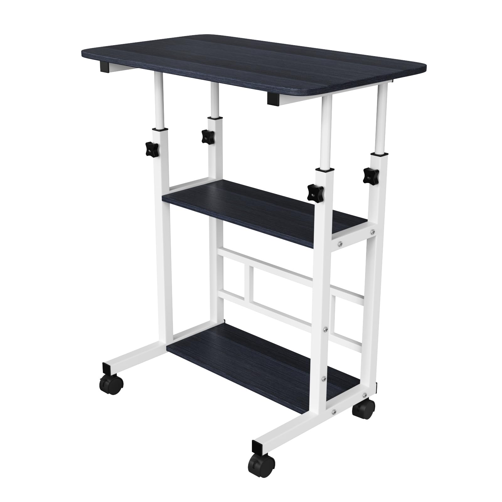 LANTUS Elektryczne biurko z regulacją wysokości, stolik do łóżka, do biura, sypialni, w stylu industrialnym, metalowa rama - 60 x 40 x 90 cm - czarno-białe