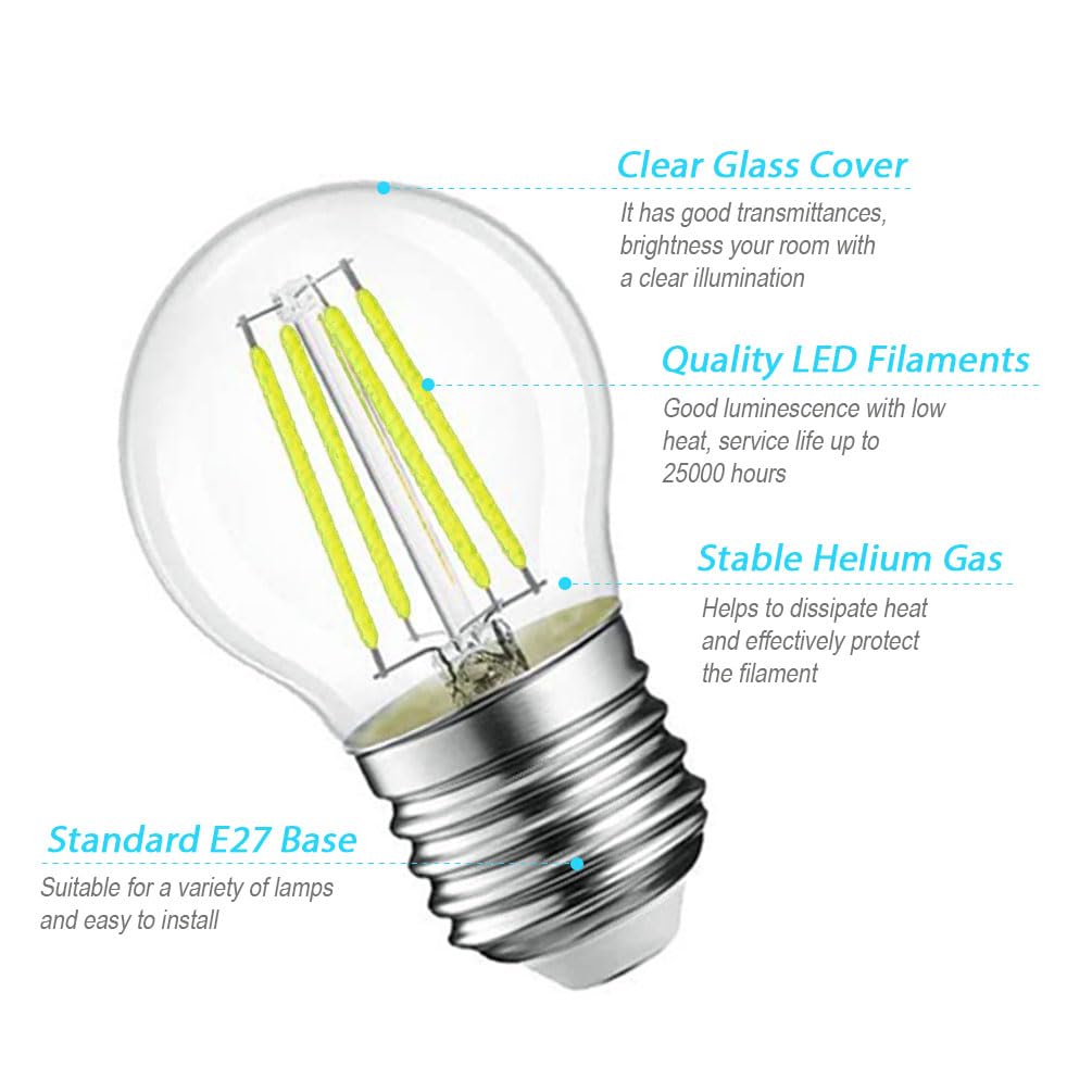 Xnordcaper G45 E27 Golf Ball LED Light Bulbs - Image 3