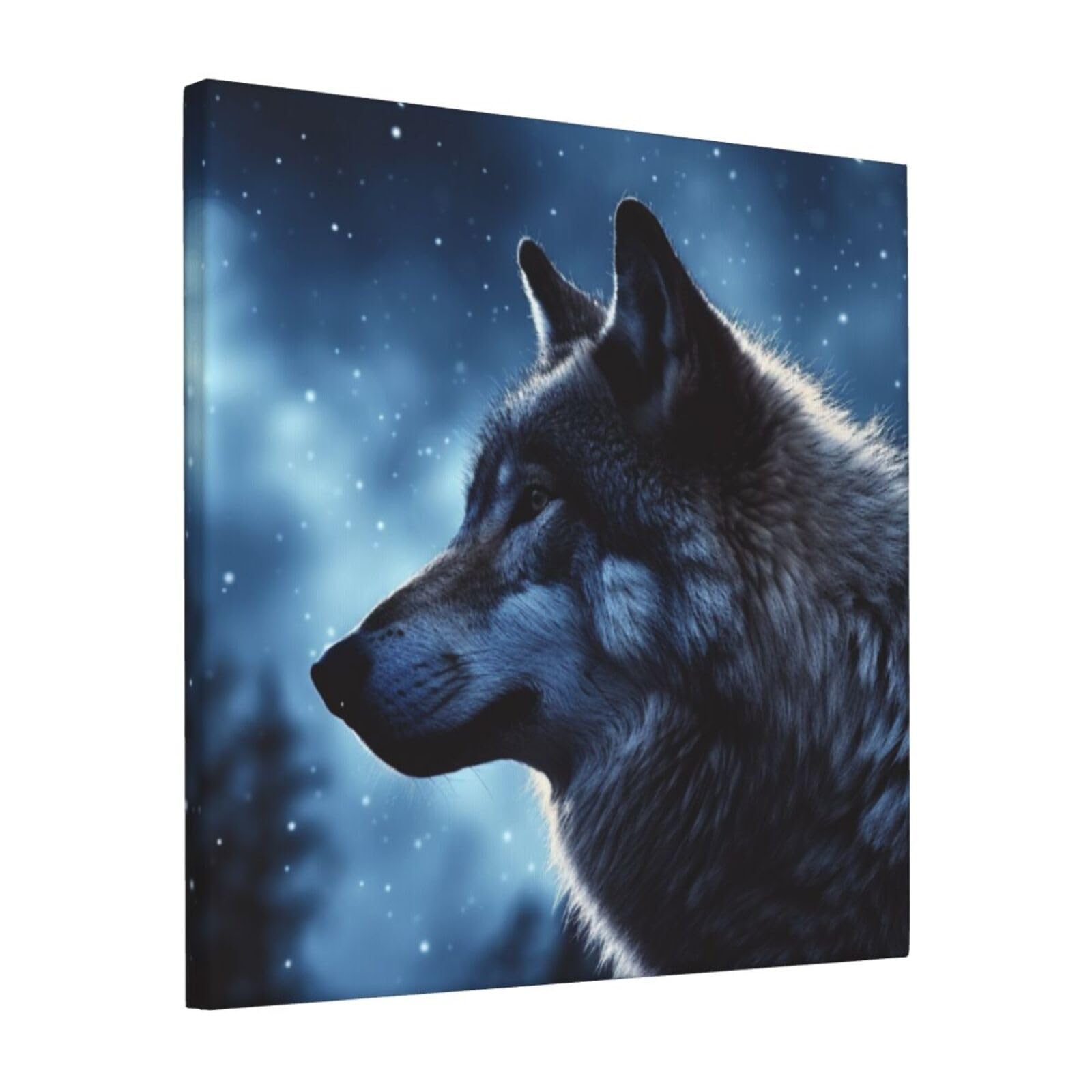 FodPand lonely wolf Canvas Wall Art for Living Room Wall Decor 12"x12" Modern Artwork Painting Pictures Hanging Canvas Prints Aesthetic Wall Art for Bedroom Bathroom Office Wallart Decor