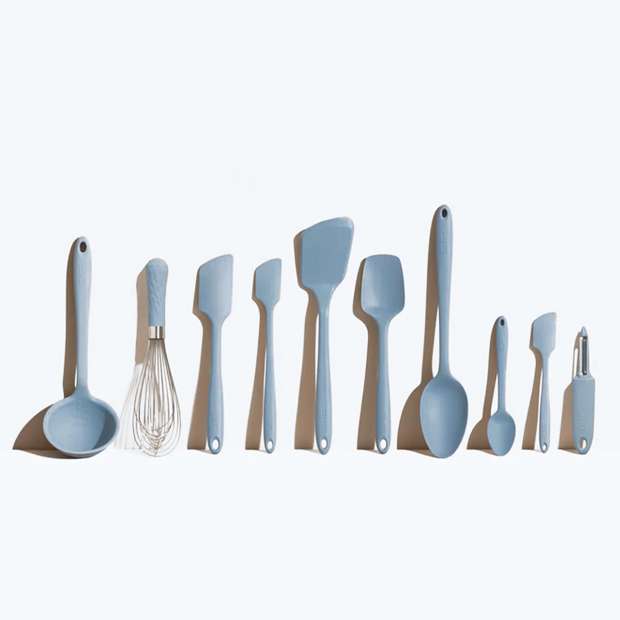 GIR: Get It Right 10 Piece Silicone Cooking Utensils Set - Ladle, Spatulas, Flip, Spoons, Whisk, Potato Peeler & Spoonula, Heat Resistant, Dishwasher Safe, Silicone Kitchen Utensil Set - Slate