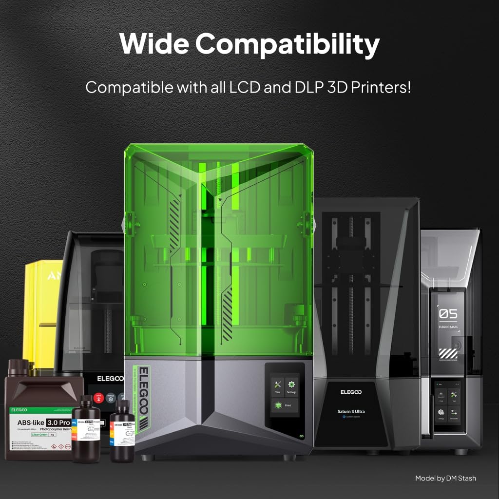 ELEGOO ABS-Like Resin 3.0 Pro, Harz für 3D-Drucker mit Höherer Kratzfestigkeit, 405nm UV Harz für MSLA/DLP/LCD-Drucker, Schnelle Aushärtung, Hohe Präzision, Nicht Spröde, Weiß 2000g