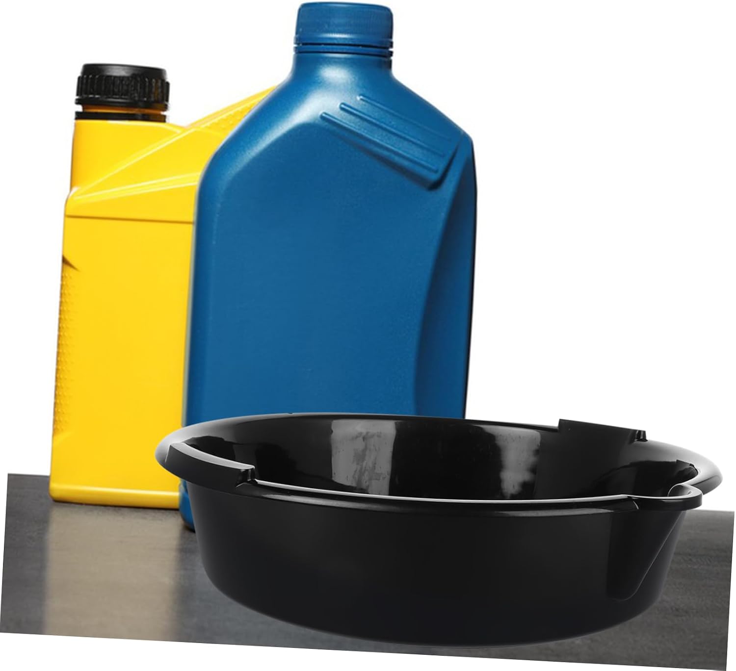 Plastic Oil Drain Pan 5 Quart Capacity Automotive Oil Catch Tray Spout for Car Maintenance