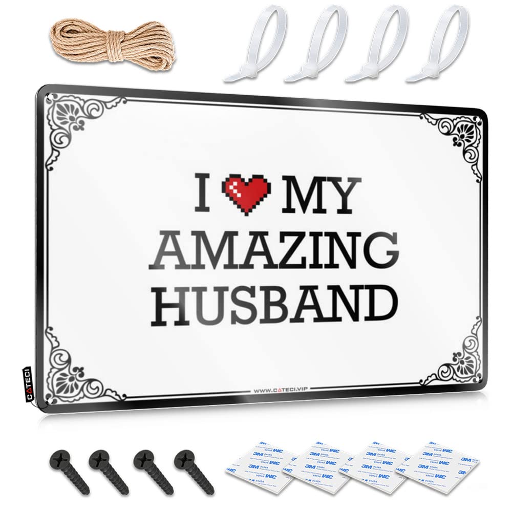 Fzfn Colour Tin Metal Sign Winter Wall Art - I Love My Amazing Husband Ideas Cute Retro Style Decoration For Farm(30X40cm)