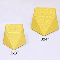 Vista 3 de Efavormart - 25 cajas de regalo de boda con purpurina dorada, forma geométrica de 3 x 4 pulgadas