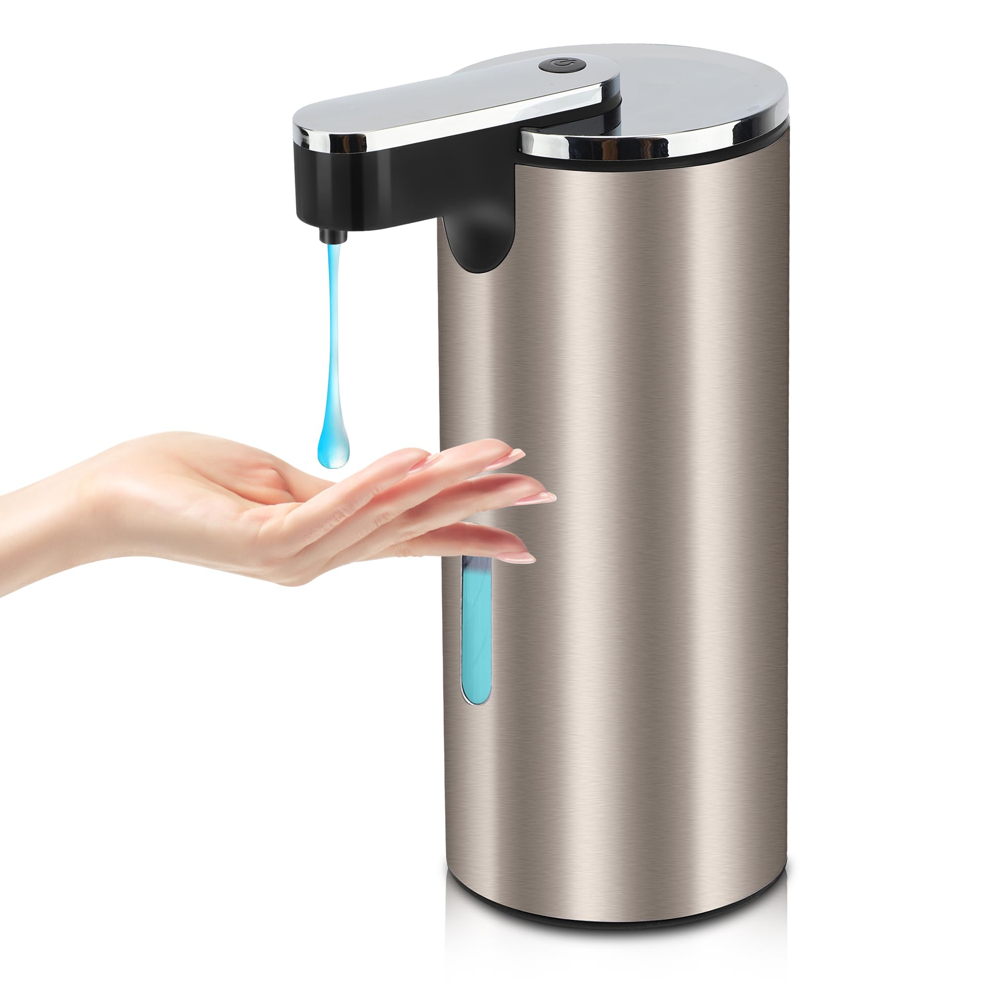Dispenser Automatico di Sapone 350ML per Bagno | Dispensatore di Sapone per Piatti con 3 Volumi di Sapone Regolabili, Argento