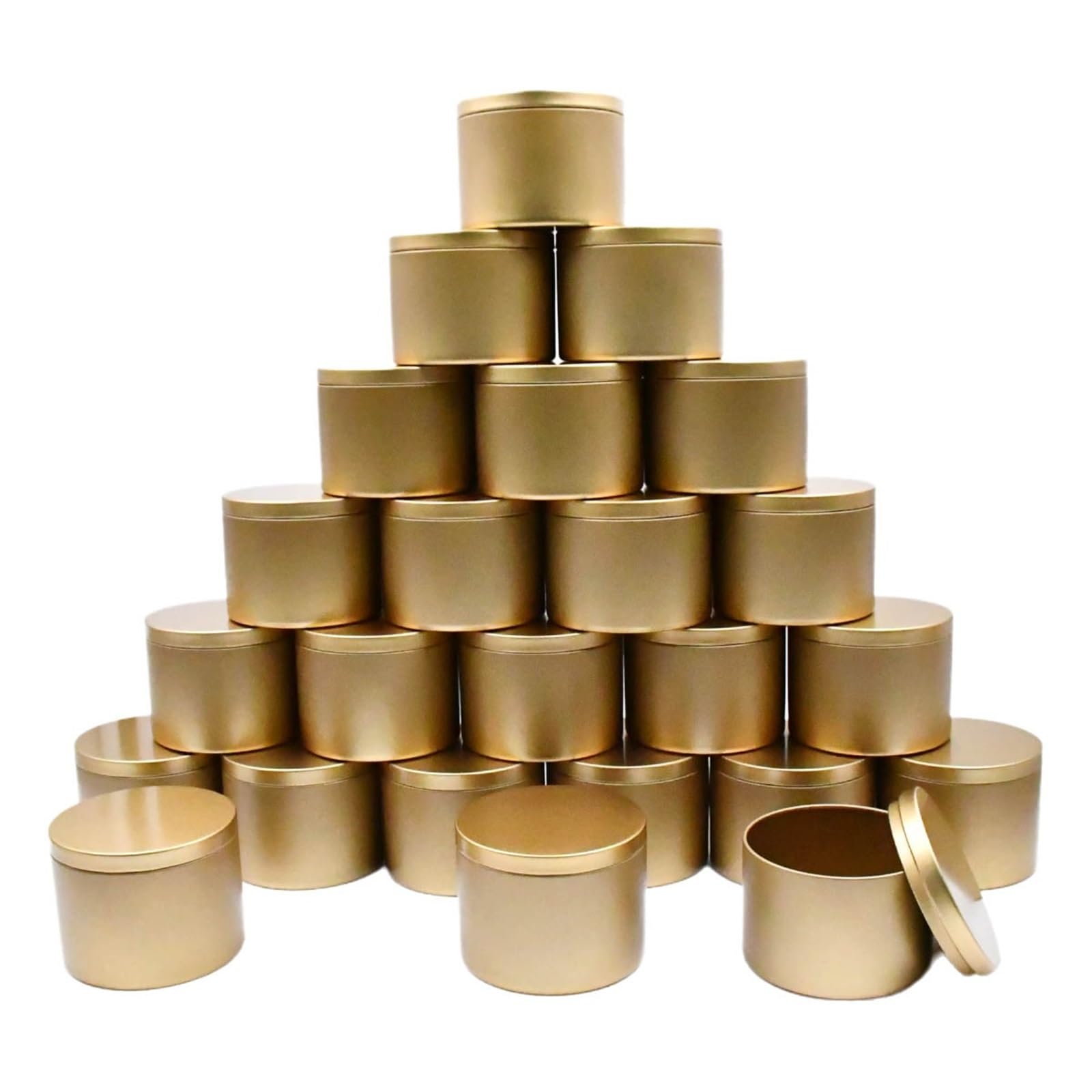 Candle Tins, Candle Tin Jars Multicolor 24 Count with Lids 4/8 oz for Candle Making(Gold 8oz)