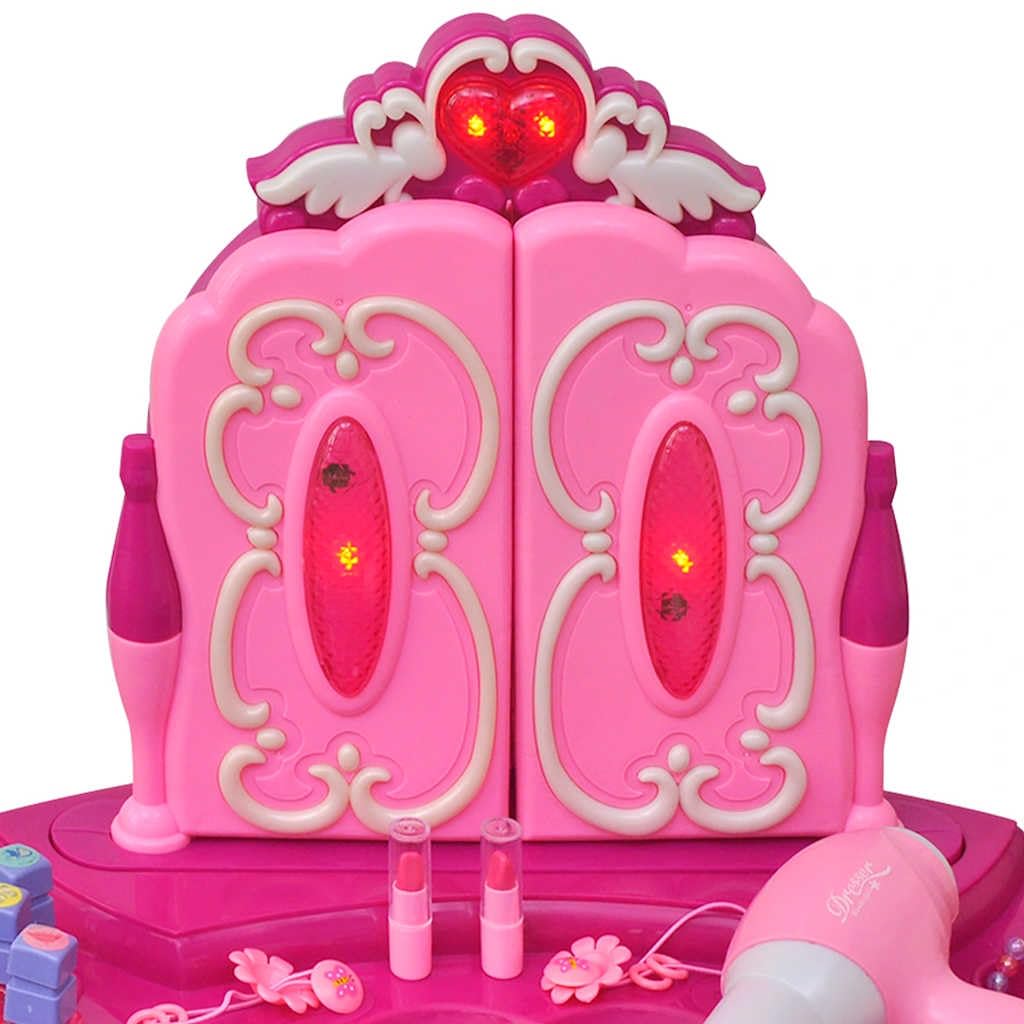 Home Garden - Mesa de tocador de pie con 3 espejos para niños con luz/sonido