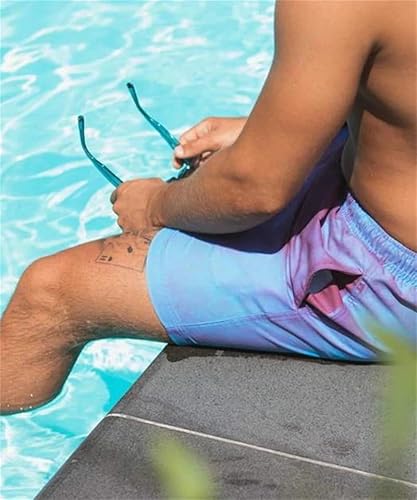 1 calção de banho com mudança de temperatura de cor para descoloração de água, Rosa para roxo, M