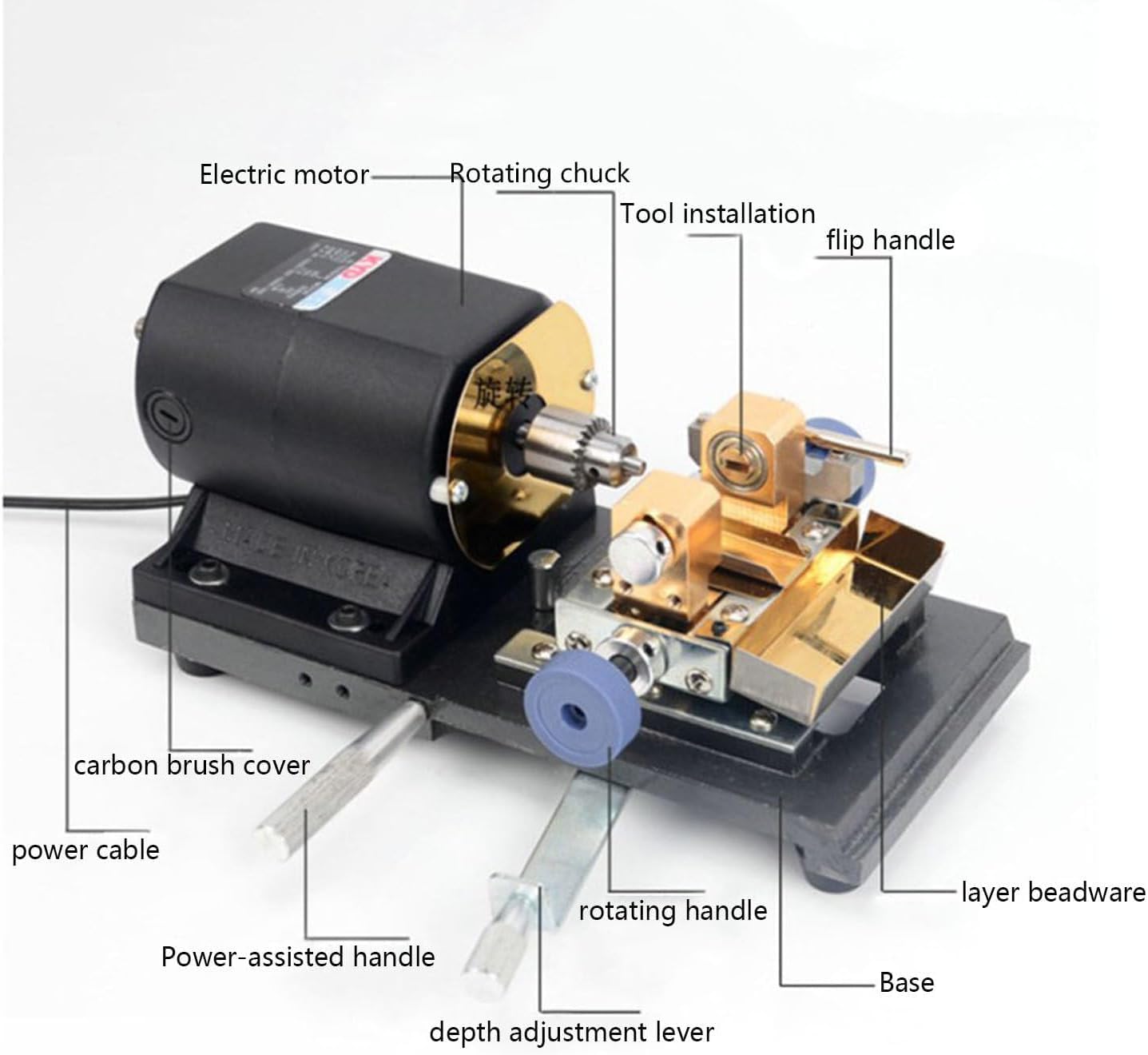Perlenbohrmaschine, 480 W/680 W Geschwindigkeit einstellbares Schmuckherstellungswerkzeug, Korallen- und Perlenpoliermaschine, komplettes Set mit Pedalschalter für Bastelbedarf