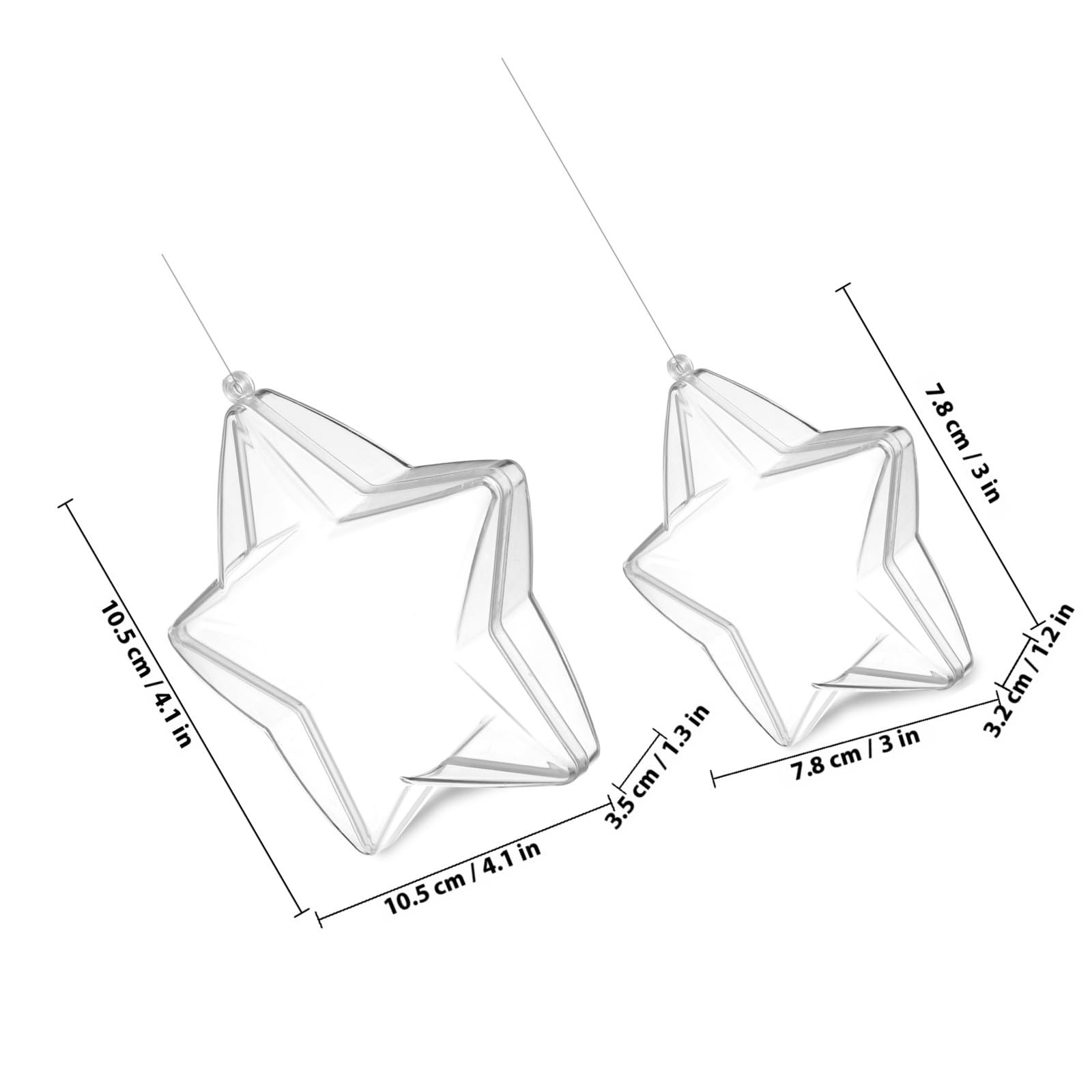 HOMSFOU Stelle Natalizie Ornamenti a Forma di Stella 20 Riempibili in Plastica Trasparente Pezzi per Decorazioni Feste e Ristoranti per Dolcetti e Piccoli Oggetti
