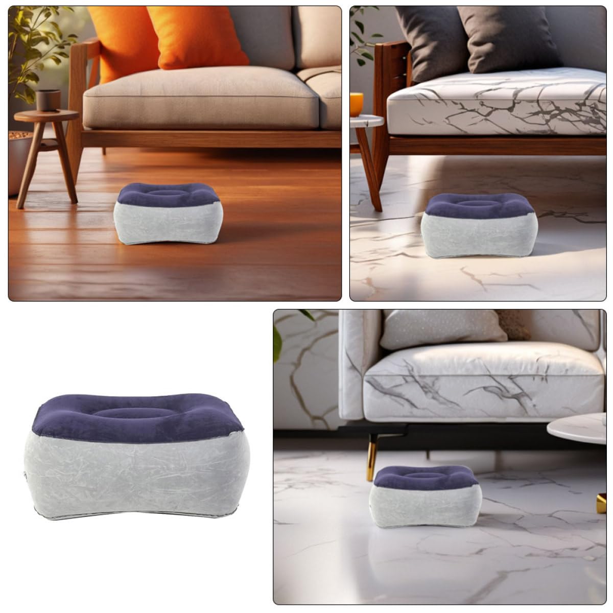 BETOOKY Poggiapiedi Gonfiabile in Pvc Floccato 2 Pezzi, Cuscino Portatile per Gambe da Viaggio Aereo e Auto, Supporto Alto per Collo, Leggero e Facile da Pulire, per Viaggi e Relax