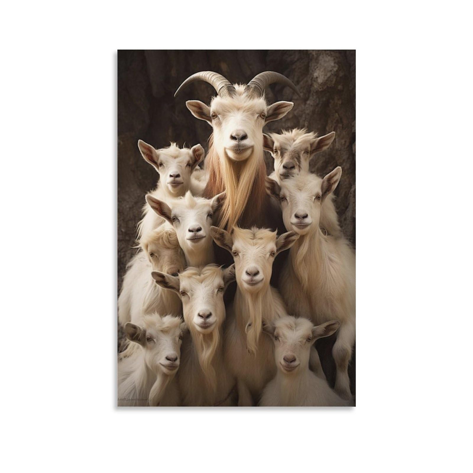 AYAROS Goat Family Photo Canvas Wall Art for Bedroom Retro Animals Rustic Nature Style Wall Decor Poster for Room Aesthetic Unframed 08x12 inch