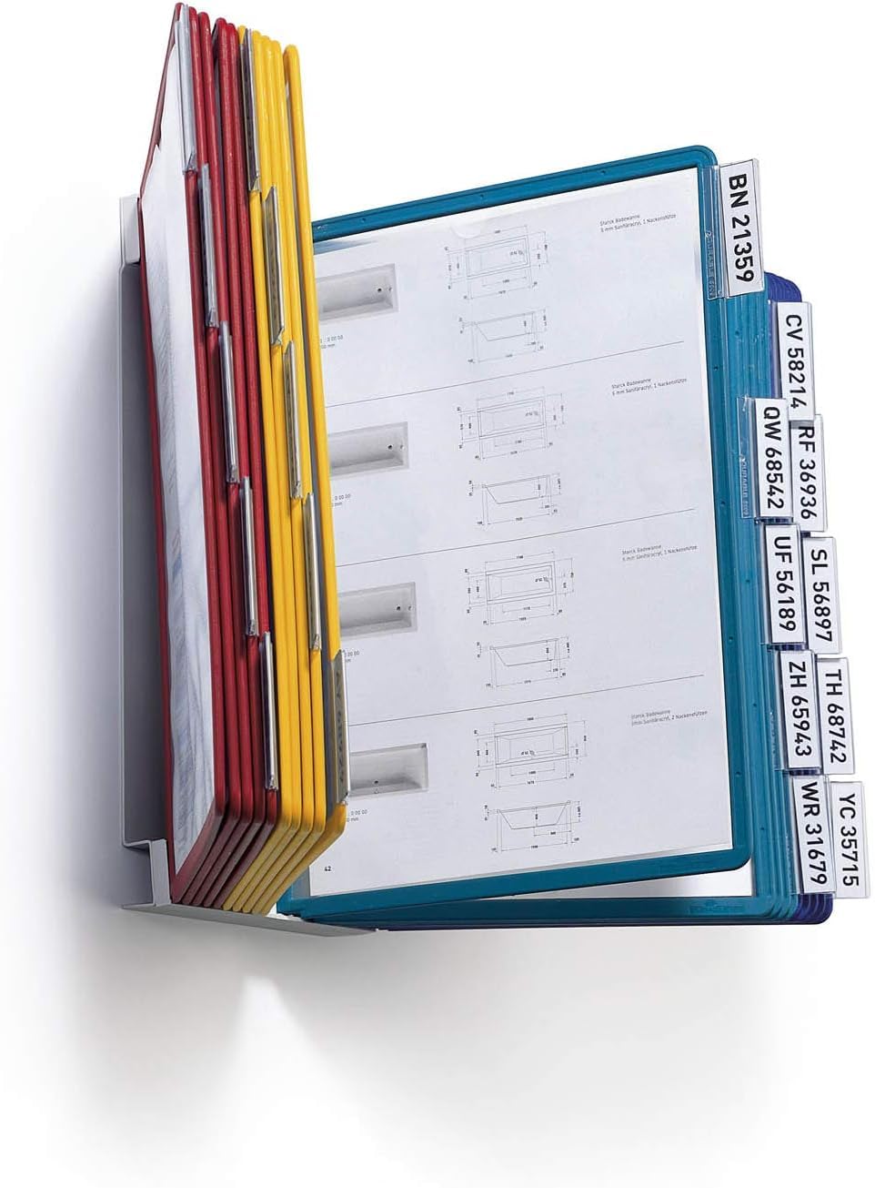 Durable VARIO Display Panel Wall Unit | 20 Panels and Tabs in Assorted Colours | Ideal for Storing and Display ing A4 Documents