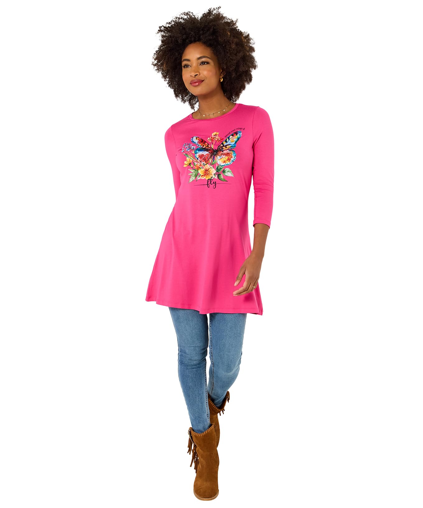 Joe Browns Women's Butterfly Tunic Top Pink Size 14