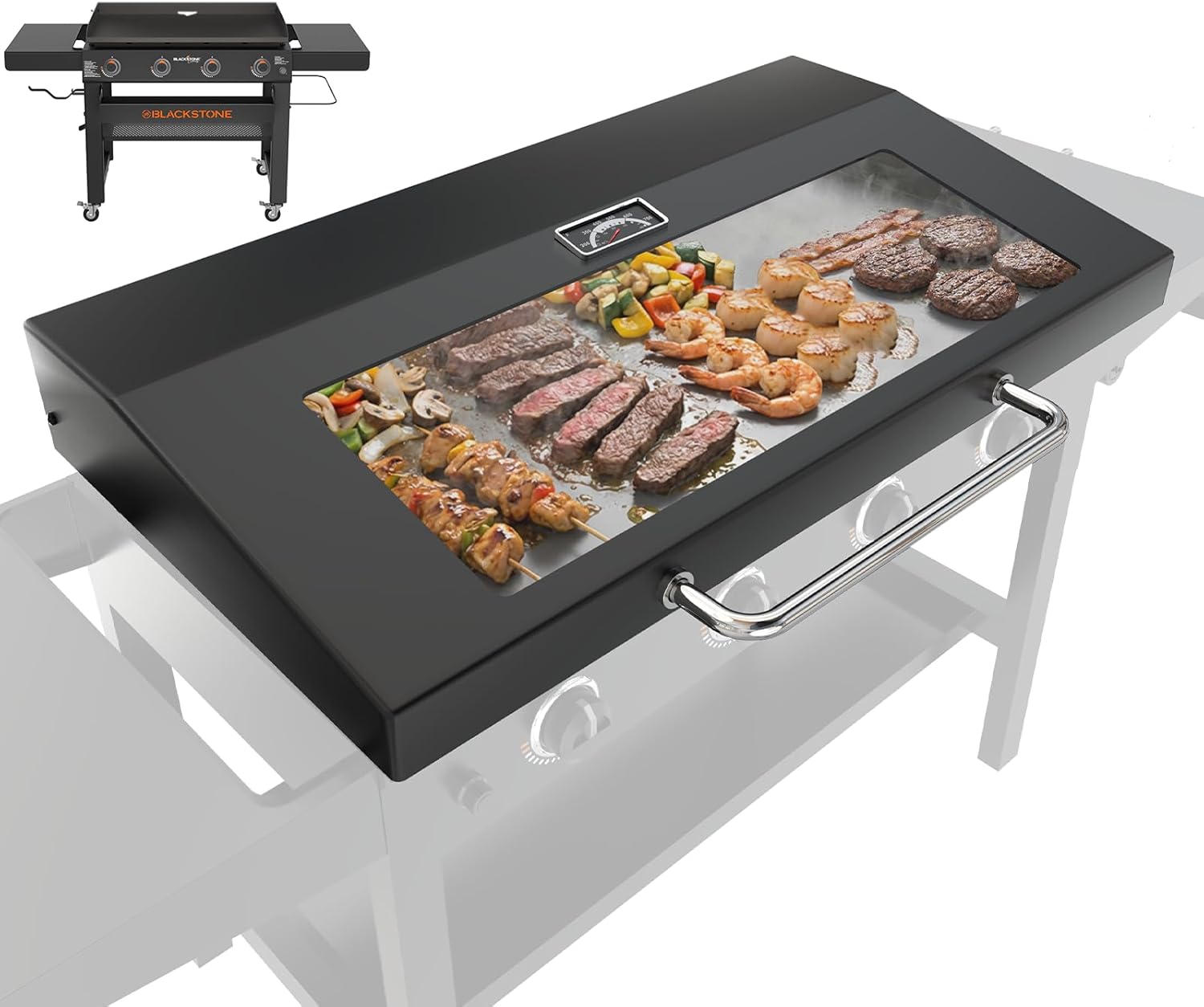 5856 Griddle Lid for Blackstone Omnivore 36" Griddle Cover 1554 2310, Upgrade Glass Griddle Cover 36 inch with Hood for Blackstone Omnivore 2212 2309 2322 Flat Top Grill Accessories(2024 Model)